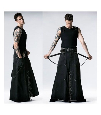 Men Tripp Gothic Long Skirt Punk Rock Maxi Kilt Techno Pants 